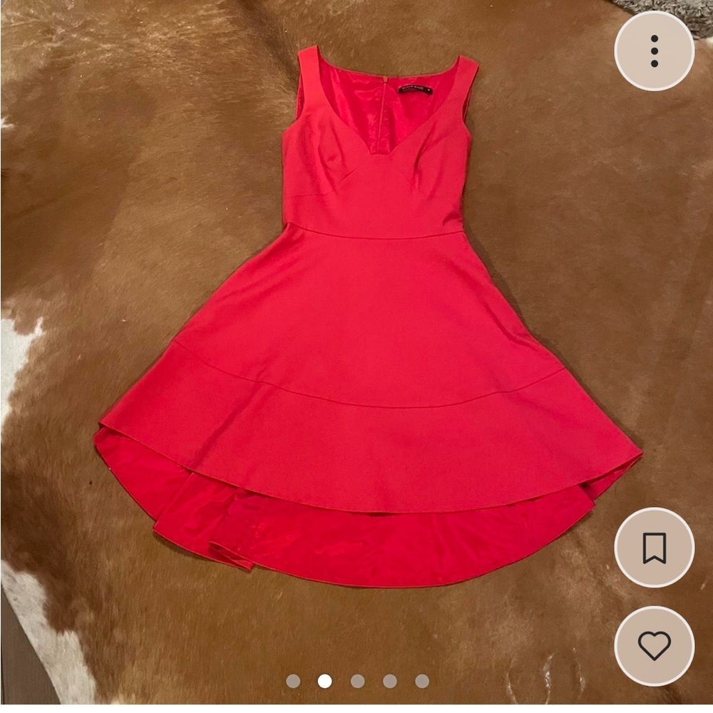 Black halo red high low dress with super beautiful neckline - Picture 2 of 5